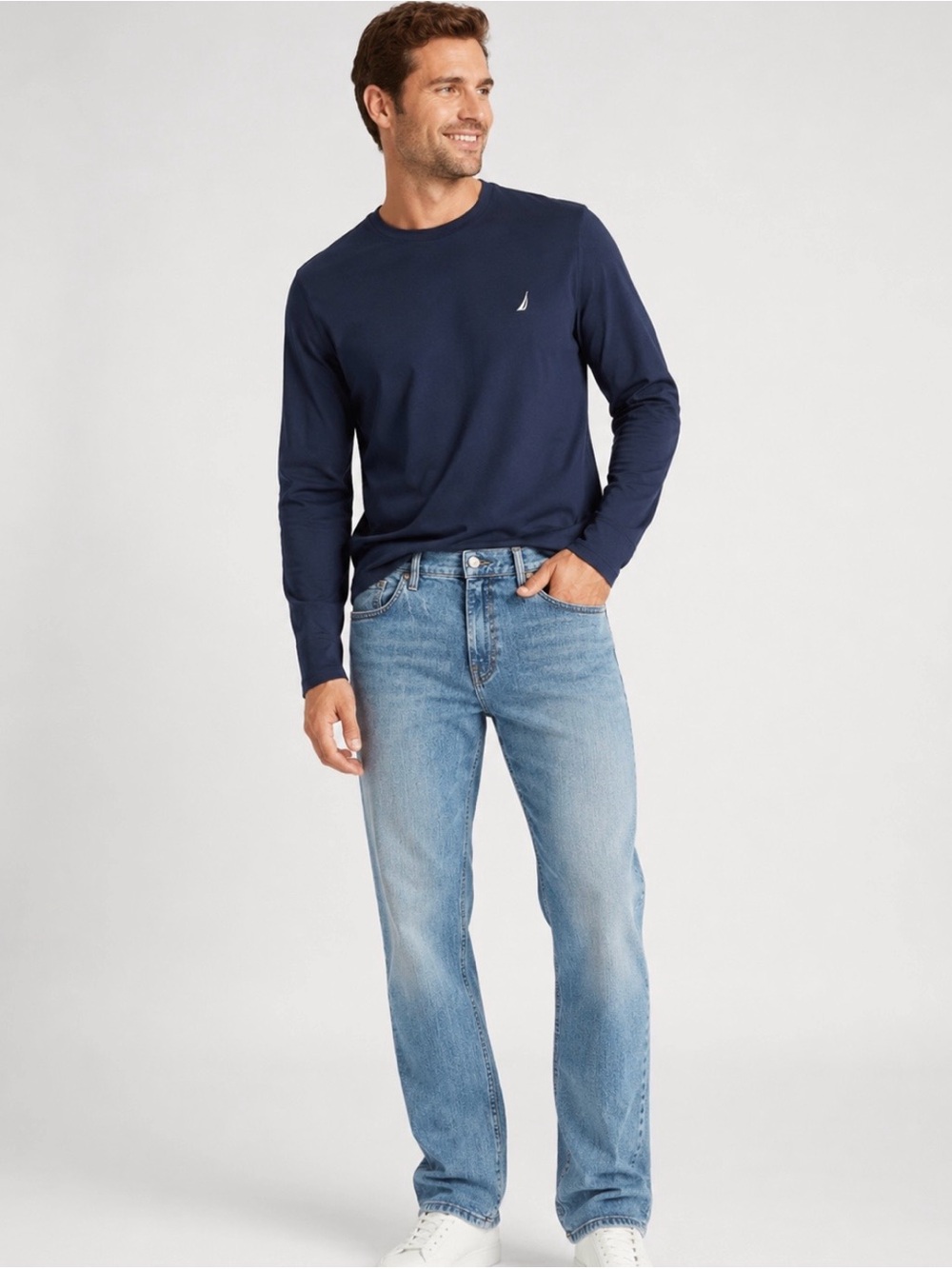 Nautica Relaxed Fit Stretch Jeans Men’s 34x32 Light Wash Straight Leg Denim